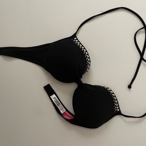 VS Pink Black Studded Bikini Top